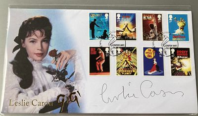 Actress Leslie Caron signed 2011 Internetstamps Musicals official Gigi FDC. Leslie Claire 