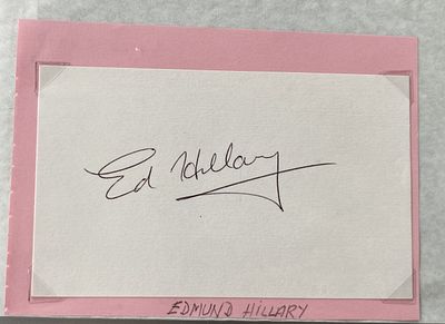 Everest mountaineer Sir Ed Hillary signed white card. Sir Edmund Percival Hillary was a New 