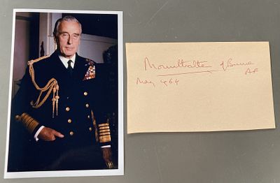Lord Mountbatten of Burma AF signed card with unsigned photo. Admiral of the Fleet Louis 