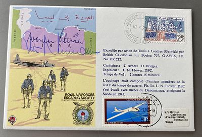 RAF escape from Libya FDC signed by Luftwaffe JG26 aces Neumann and Schroer. RAF Escaping 