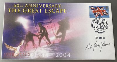 WW2 Great Escaper Stalag Luft 111 Sqd Ldr Bertram James MC signed 60th ann Great Escape cover 