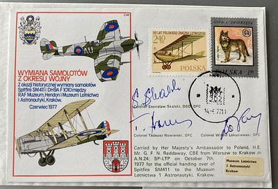 WW2 Polish Battle of Britain multiple signed Polish RAF flown cover. WW2 Polish BOB fighter 