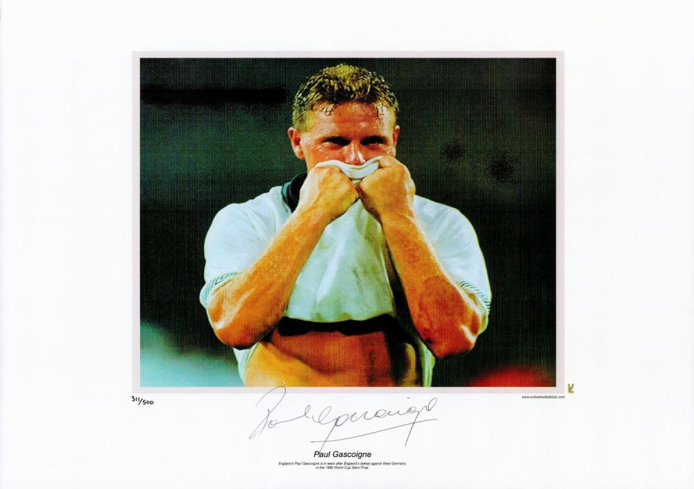 Lot 672: Paul Gascoigne signed 16 x 12 coloured print....