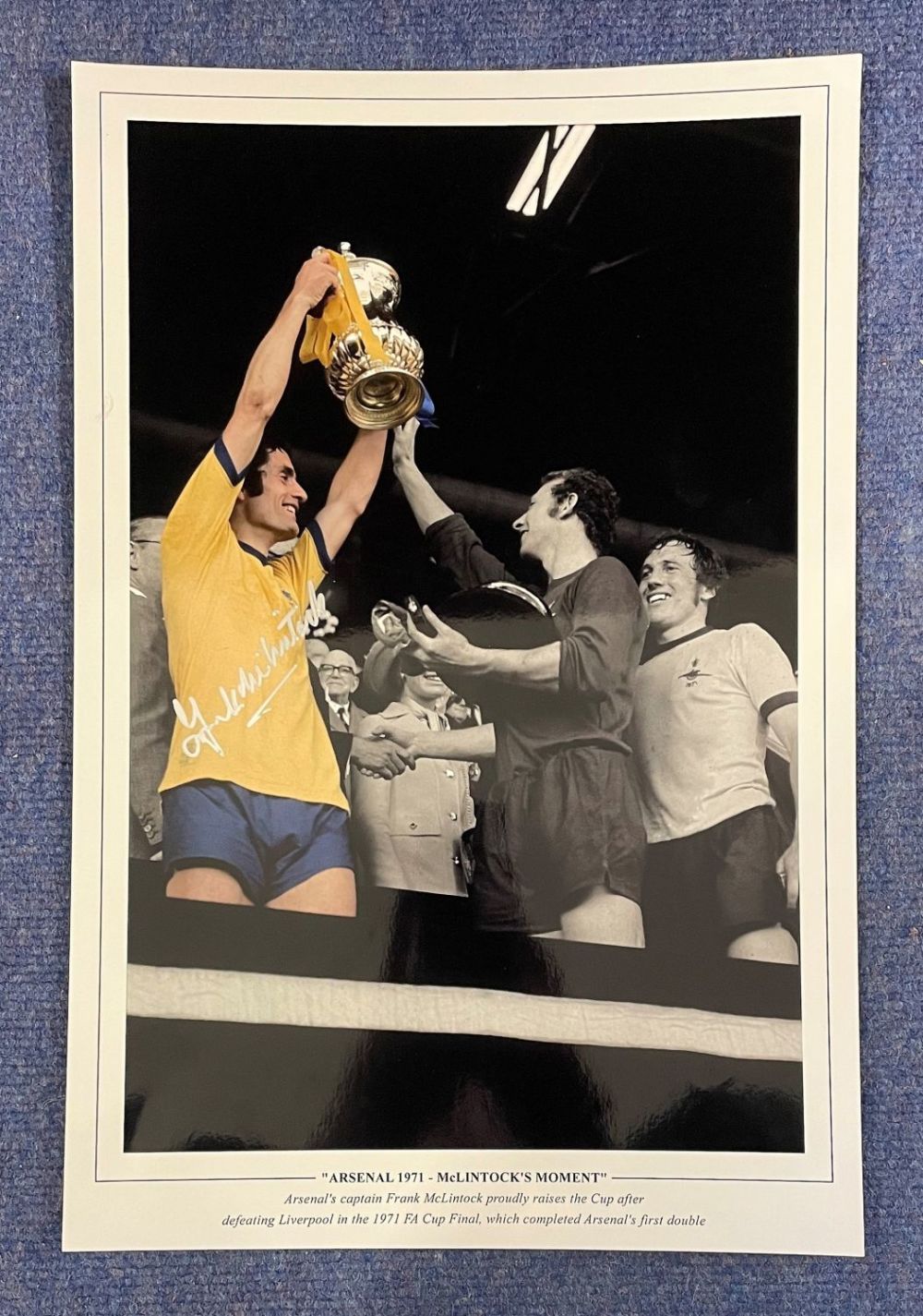 Lot 682: Frank McLintock Arsenal signed 18 x 12 colourised...