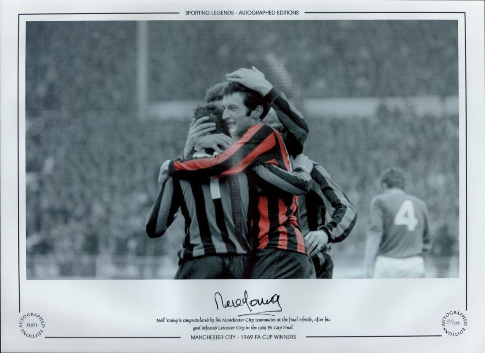 Lot 701: Neil Young Signed 16 x 12 Colourised Limited...
