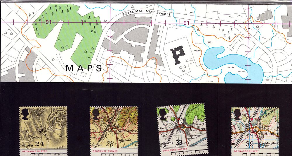 Lot 151: Maps stamp presentation pack. 4 stamps. Good condition....