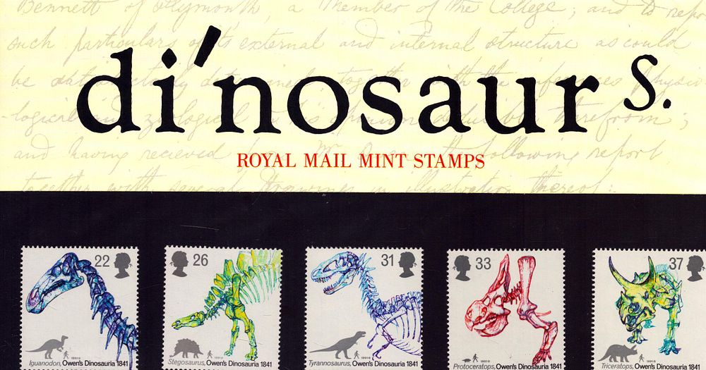 Lot 156: Dinosaurs stamp presentation pack. 5 stamps. Good condition....