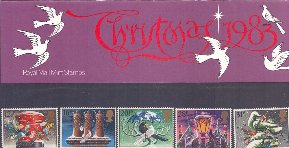 Lot 161: Christmas 1983 stamp presentation pack. 5 stamps. Good...