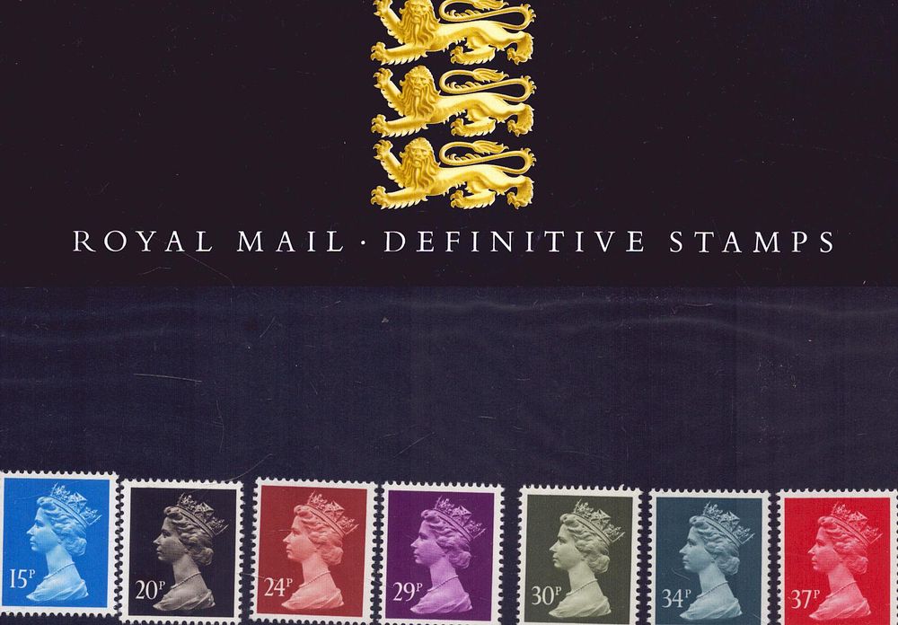 Lot 168: Royal Mail definitive stamps presentation pack. 7 stamps....