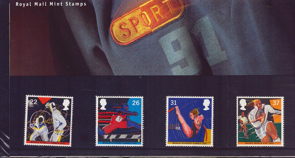 Lot 178: Sport stamp presentation pack. 4 stamps. Good condition....