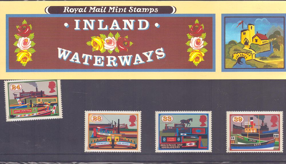 Lot 180: Inland Waterways stamp presentation pack. 4 stamps. Good...