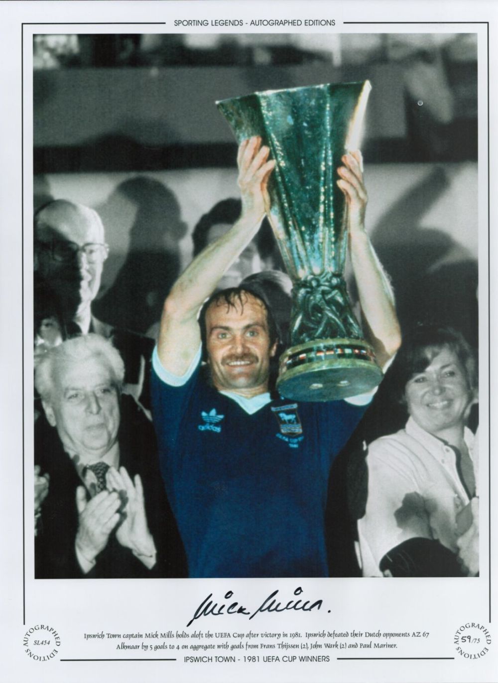 Lot 719: Mick Mills Signed 16 x 12 Colourised Autograph...