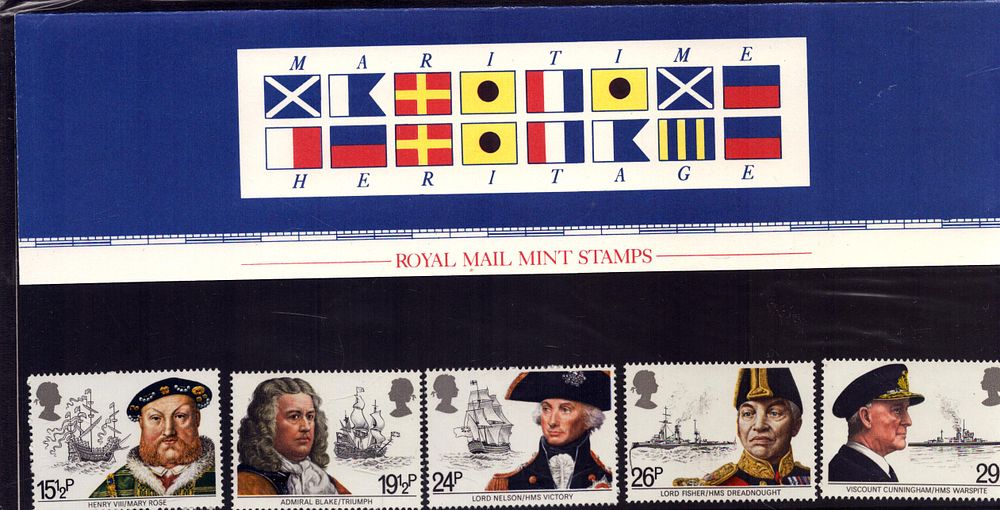Lot 181: Maritime Heritage stamp presentation pack. 5 stamps. Good...