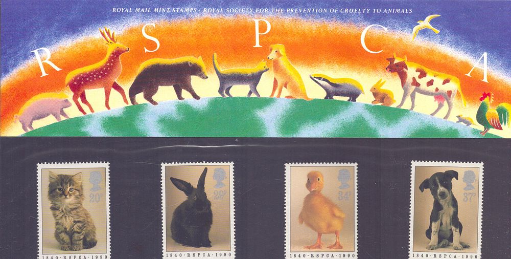 Lot 184: RSPCA stamp presentation pack. 4 stamps. Good condition....