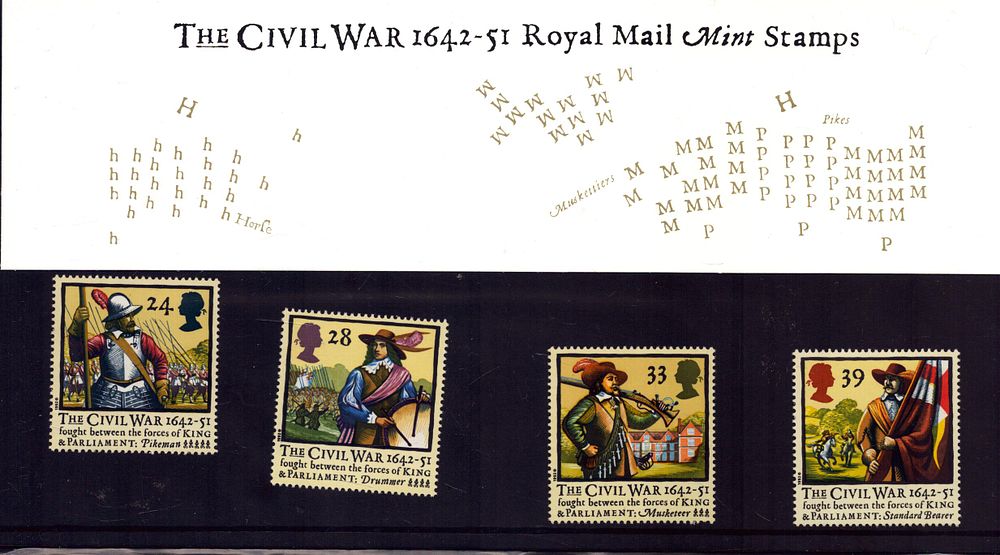 Lot 186: The Civil War 1642-51 stamp presentation pack. 4...