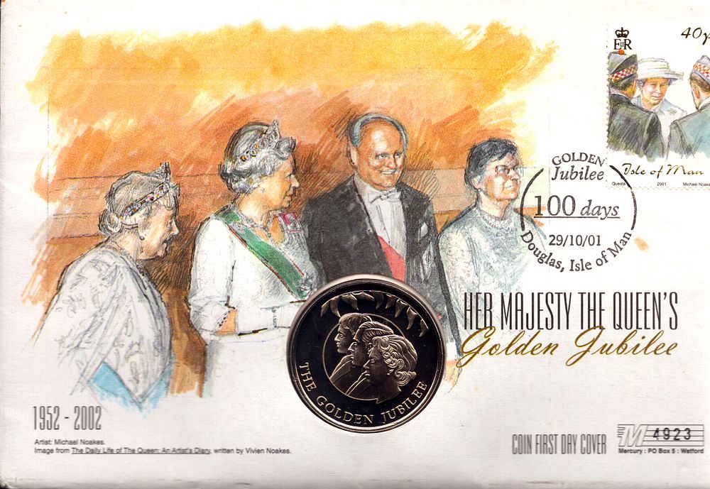 Lot 191: HM The Queen's golden jubilee coin FDC. Numbered...