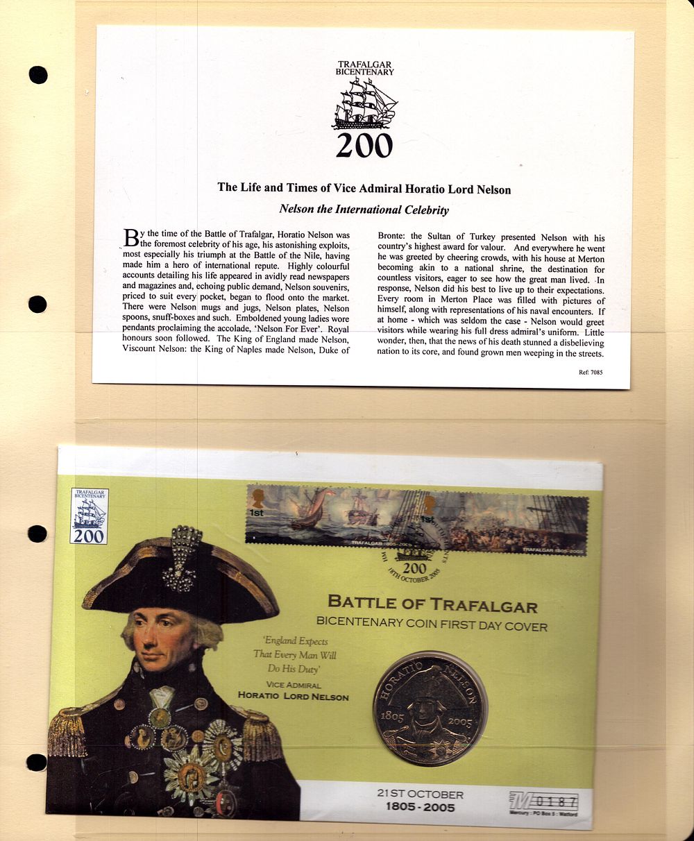 Lot 199: Battle of Trafalgar bicentenary coin FDC. Numbered 0187....