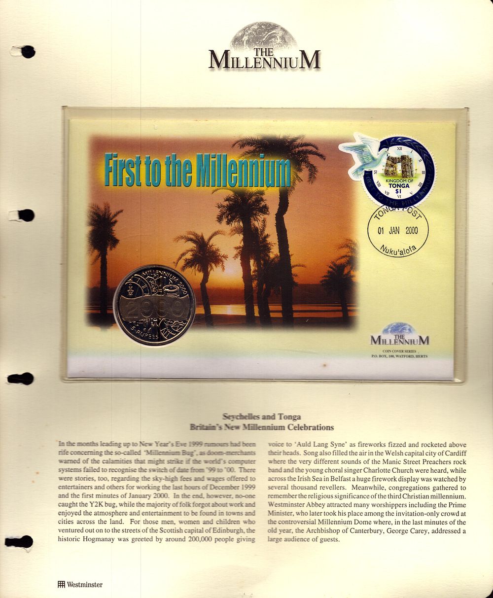 Lot 202: Britains new millennium celebrations coin FDC. Nukualofa postmark....