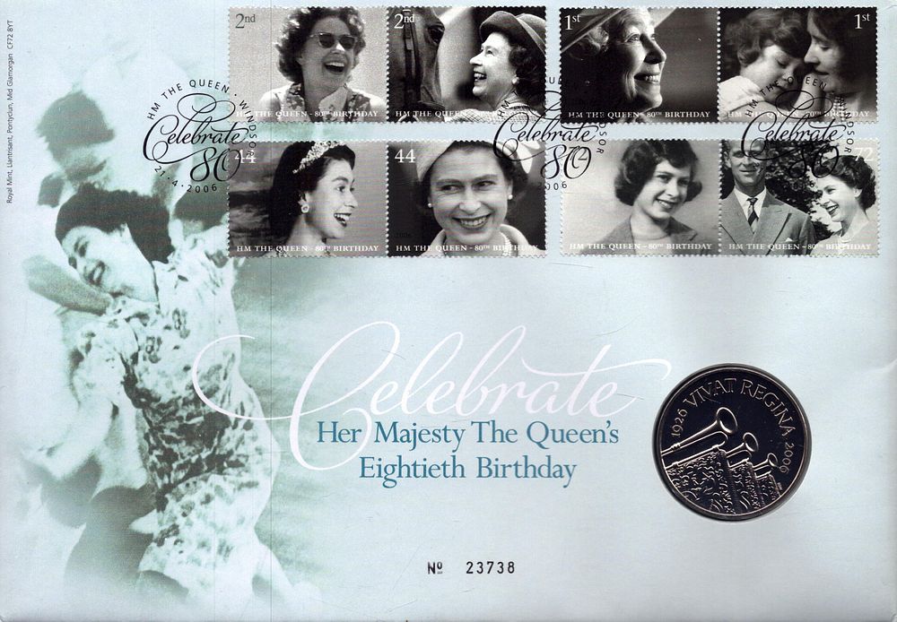 Lot 209: Celebrate HM The Queen's 80th birthday coin FDC....