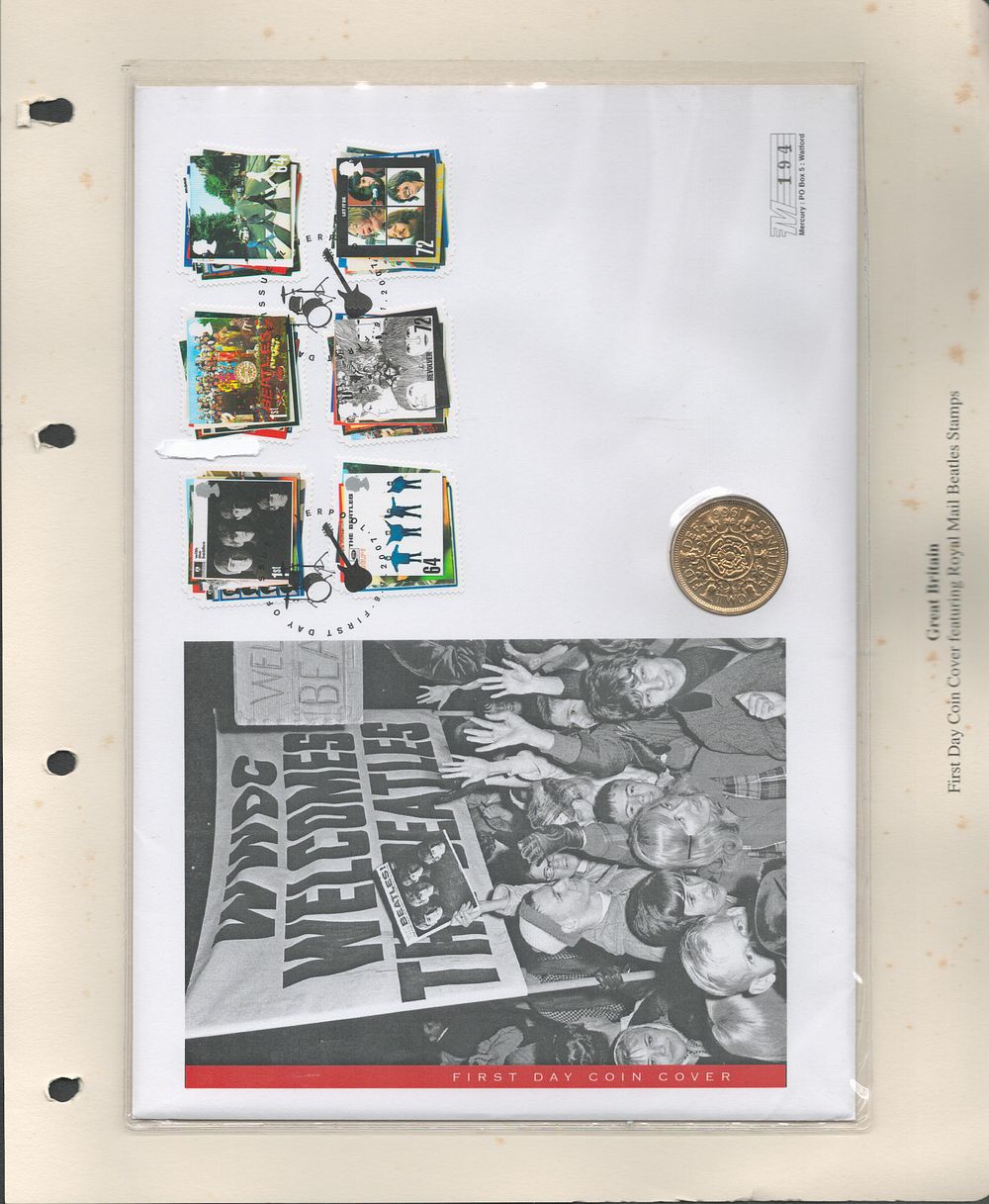 Lot 245: Royal Mail Beatles stamps coin FDC. Numbered 194....