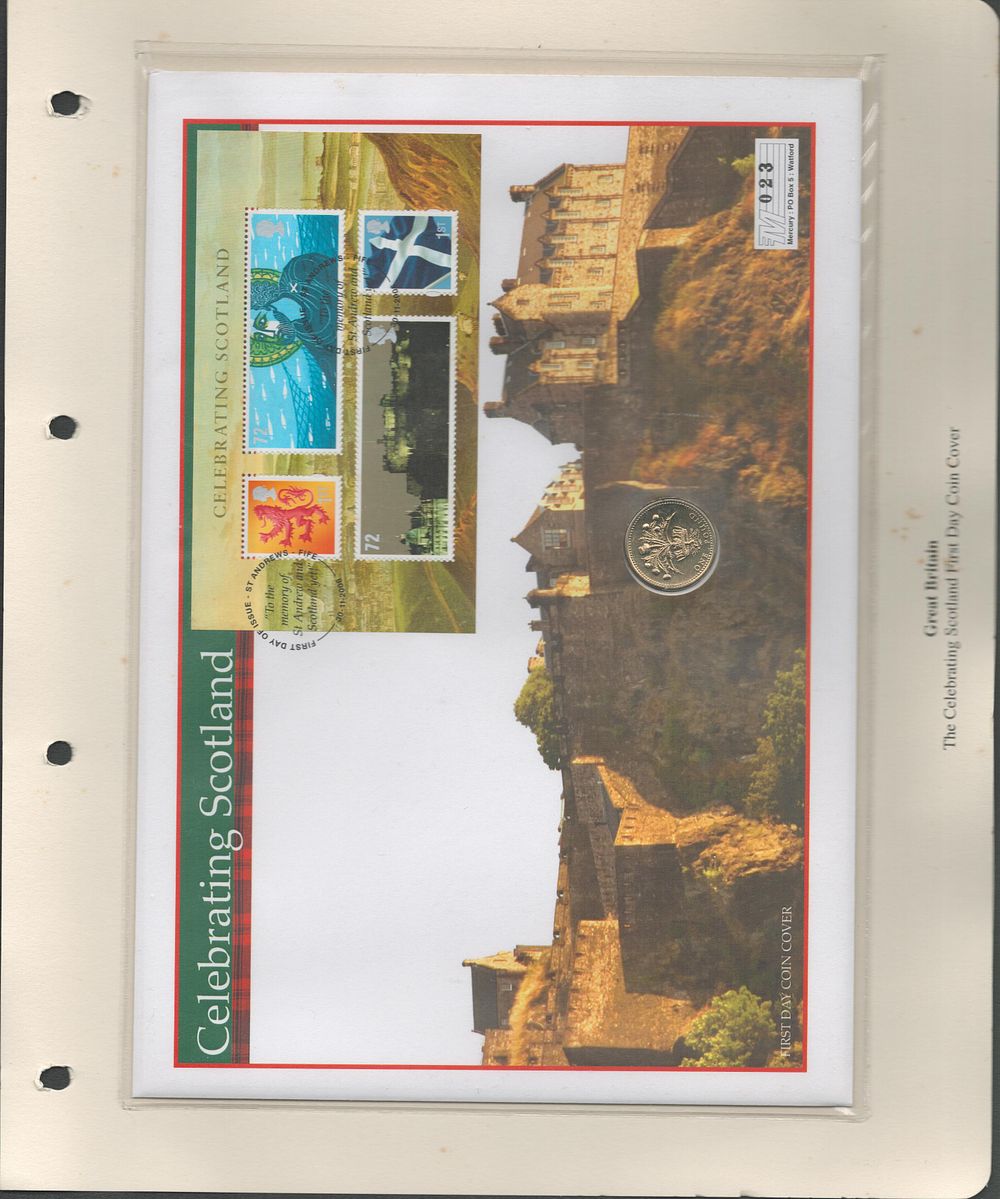 Lot 246: Celebrating Scotland coin FDC. Numbered 023. Good condition....