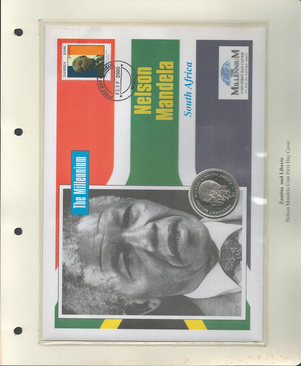 Lot 257: Nelson Mandela coin FDC. Ndola FDI postmark. Good...