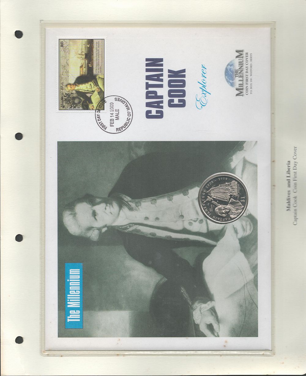 Lot 259: Captain Cook coin FDC. Republic of Maldives FDI...