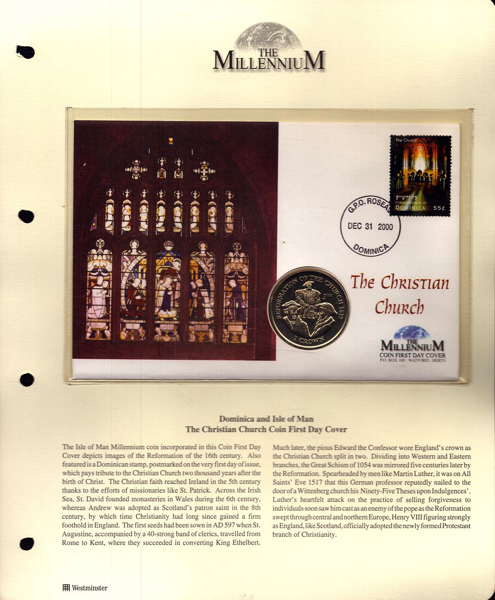 Lot 265: The Christian Church coin FDC. Dominica postmark. Good...