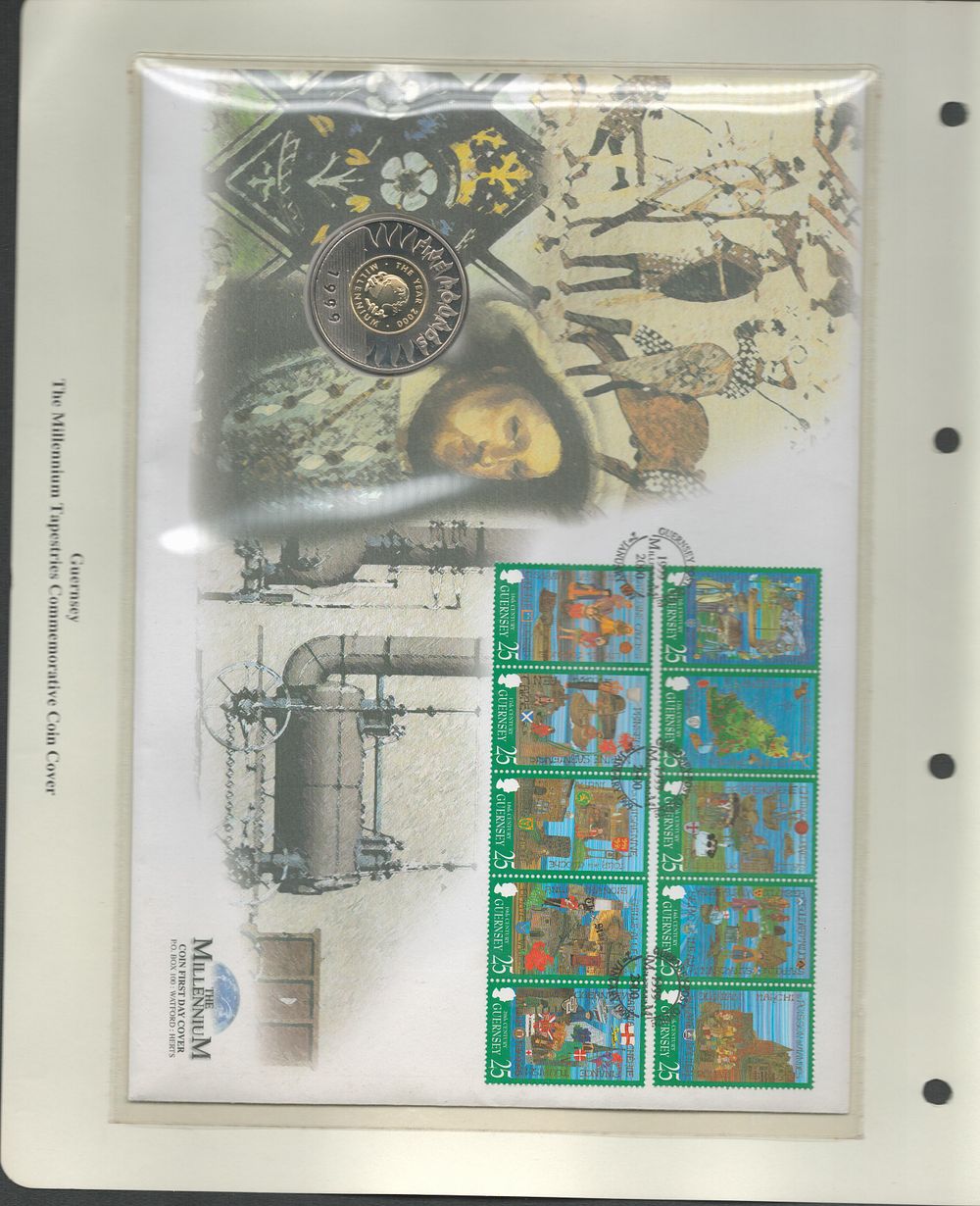 Lot 283: The millennium tapestries commemorative coin cover. Guernsey postmark....