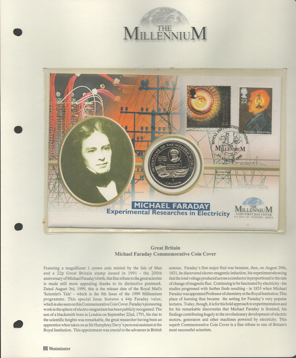 Lot 285: Michael Faraday commemorative coin cover. Good condition. All...