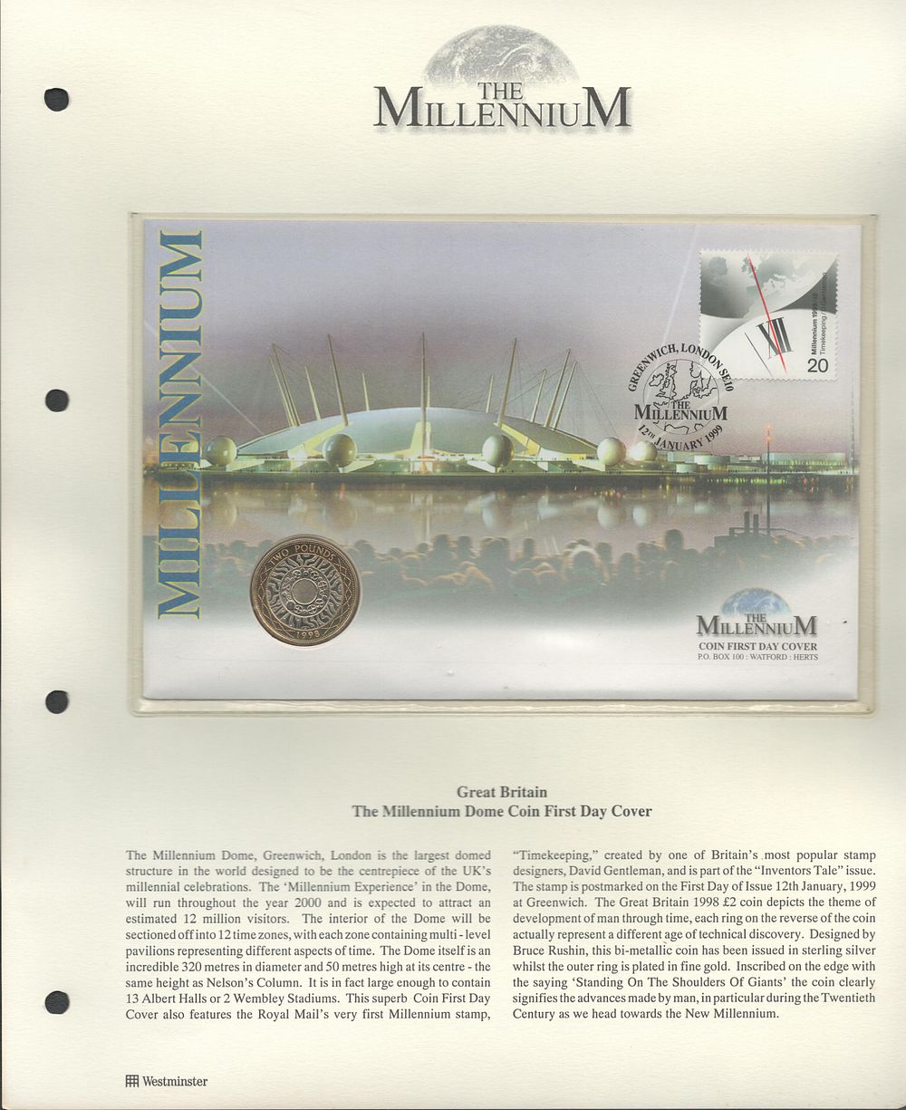 Lot 290: The millennium dome coin FDC. Greenwich postmark. Good...