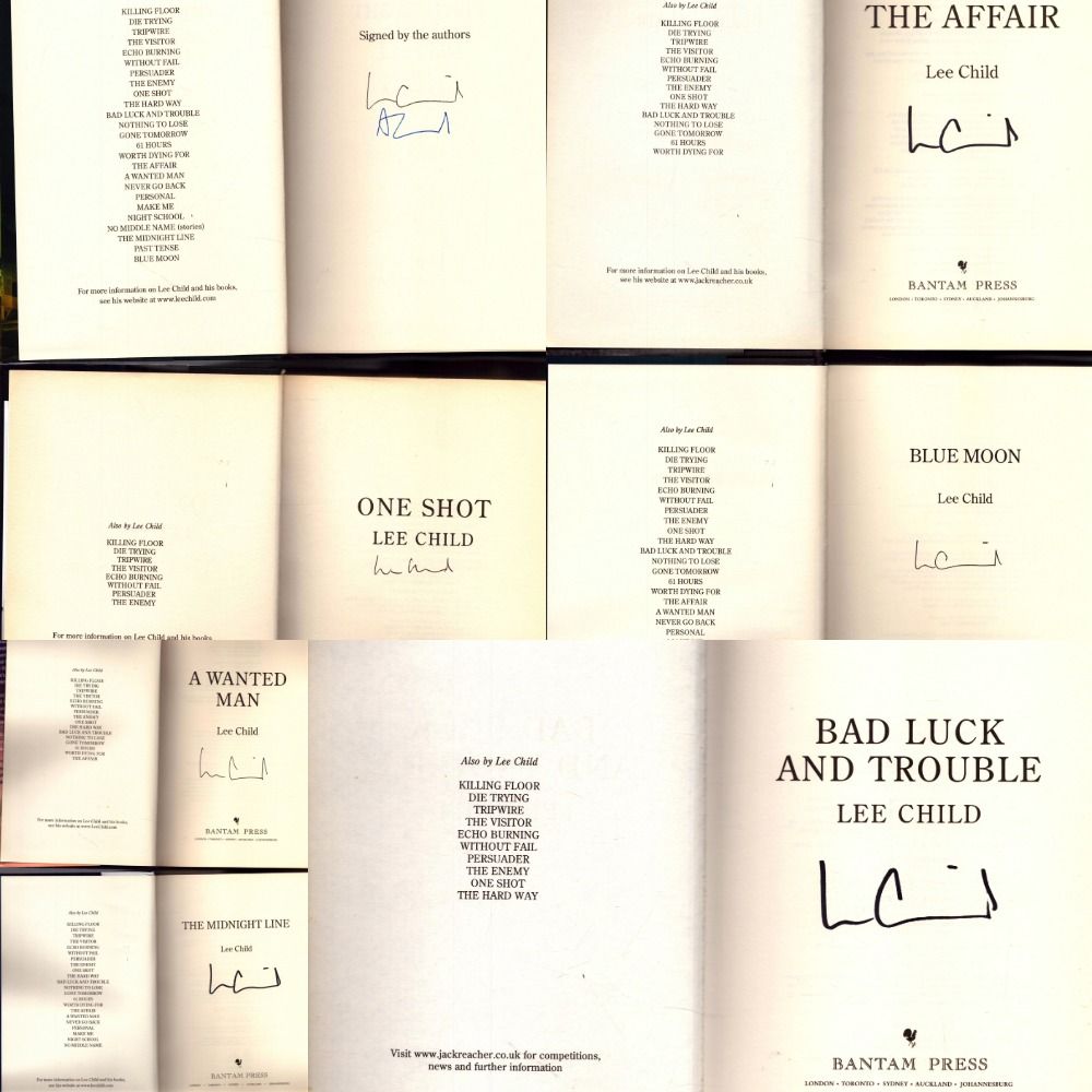 Lot 297: Lee Childs signed book collection. 7 in total....