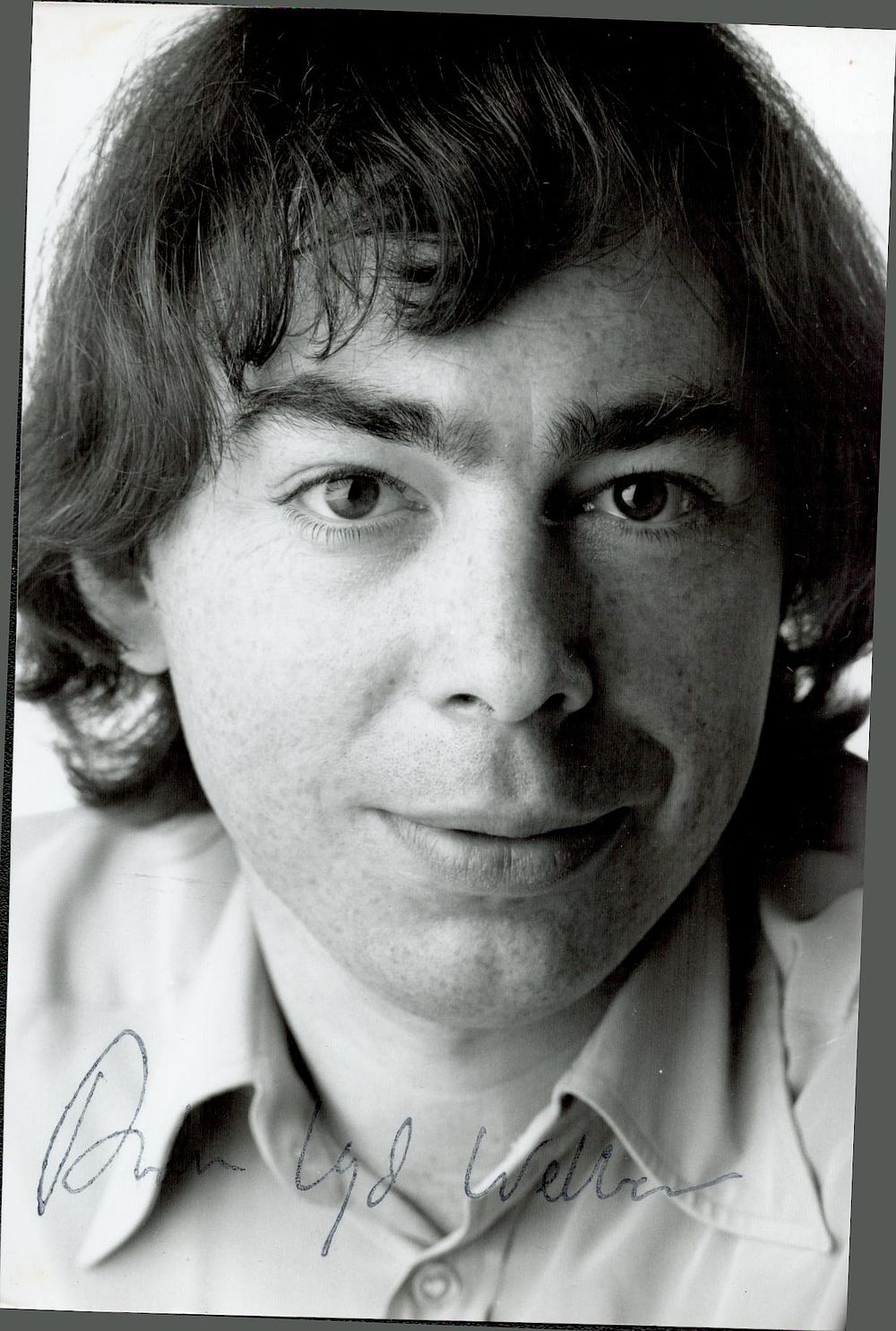 Lot 334: Andrew Lloyd Webber signed 6x4inch black and white...