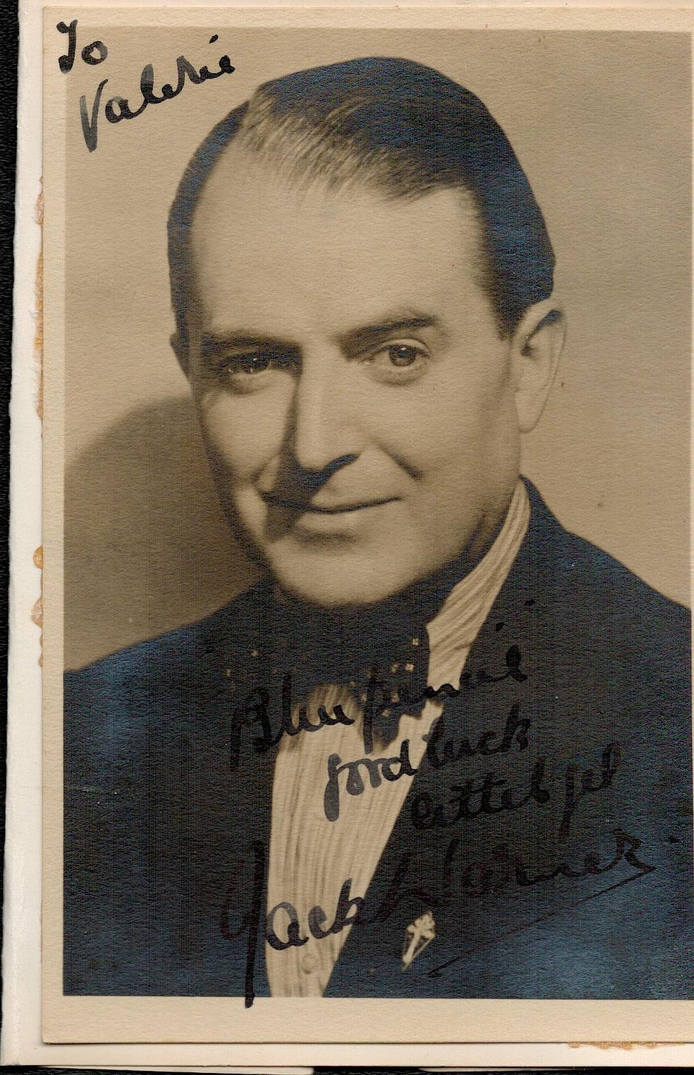 Lot 336: Jack Warner signed 6x4inch vintage photo. Dedicated. Good...
