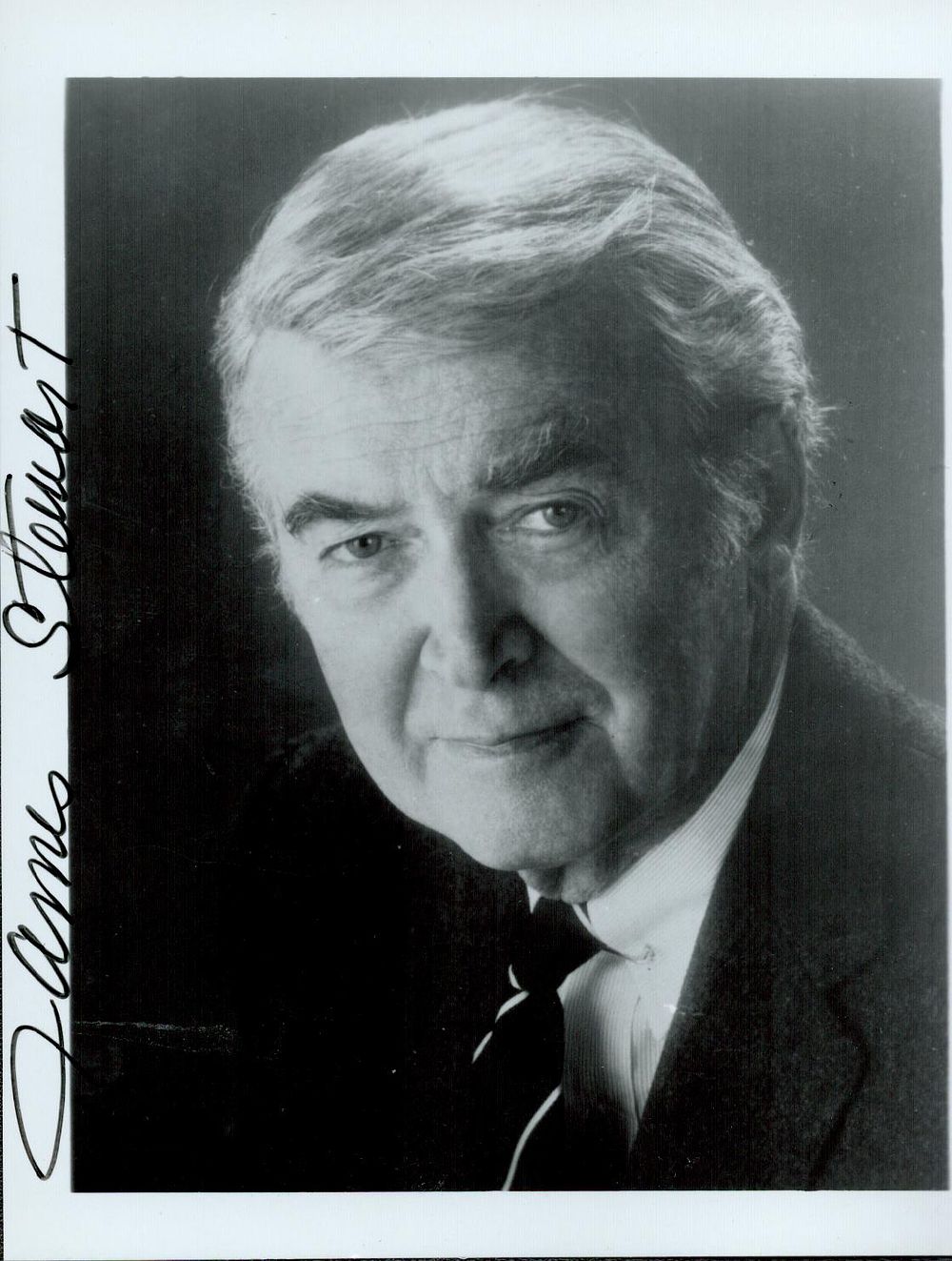 Lot 345: James Stewart signed 6x4inch black and white photo....