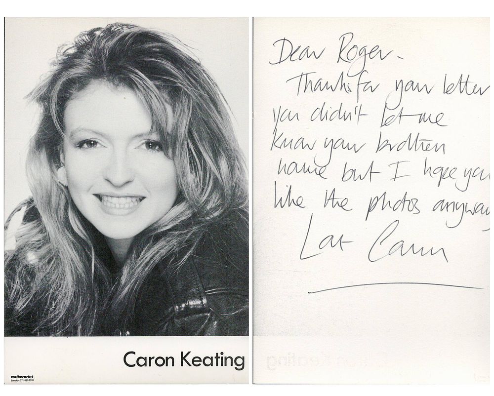 Lot 352: Caron Keating signed 6x4inch black and white photo....