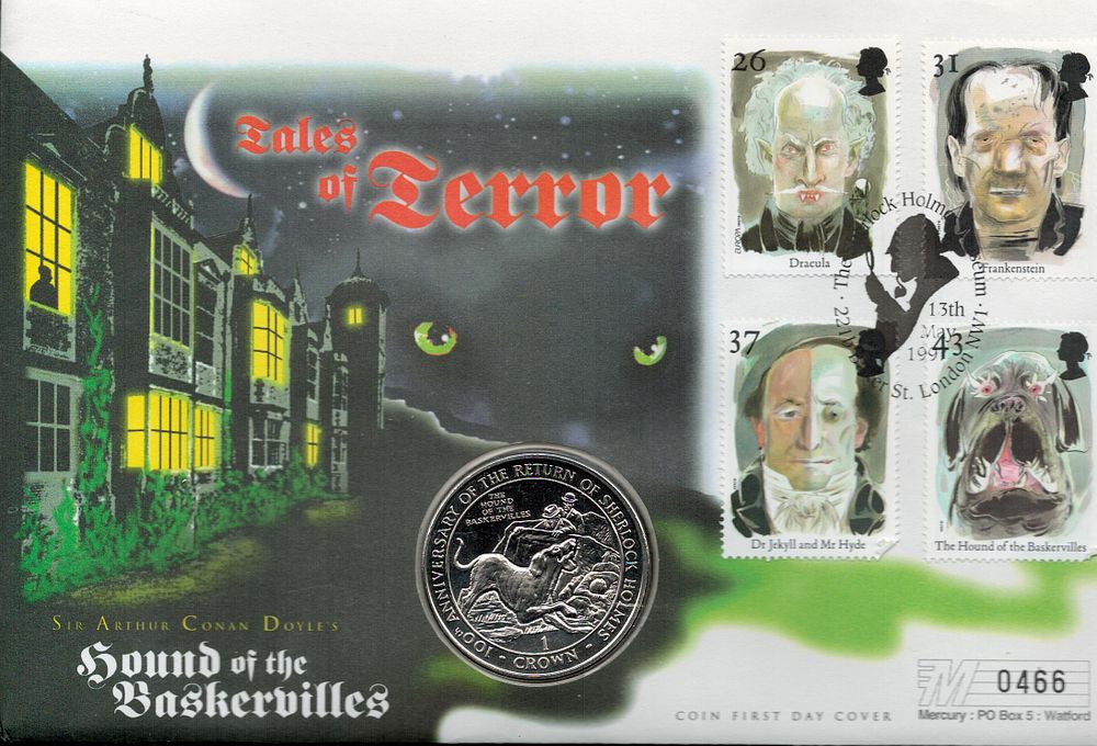 Lot 363: Tales of Terror FDC with 1 crown coin...