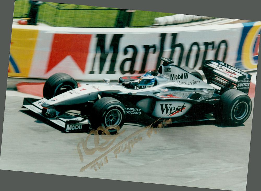 Lot 372: Mika Hakkinen signed 6x4inch colour photo. Good condition....