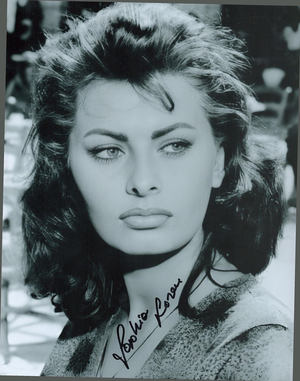 Lot 396: Sophia Loren signed 10x8inch black and white photo....