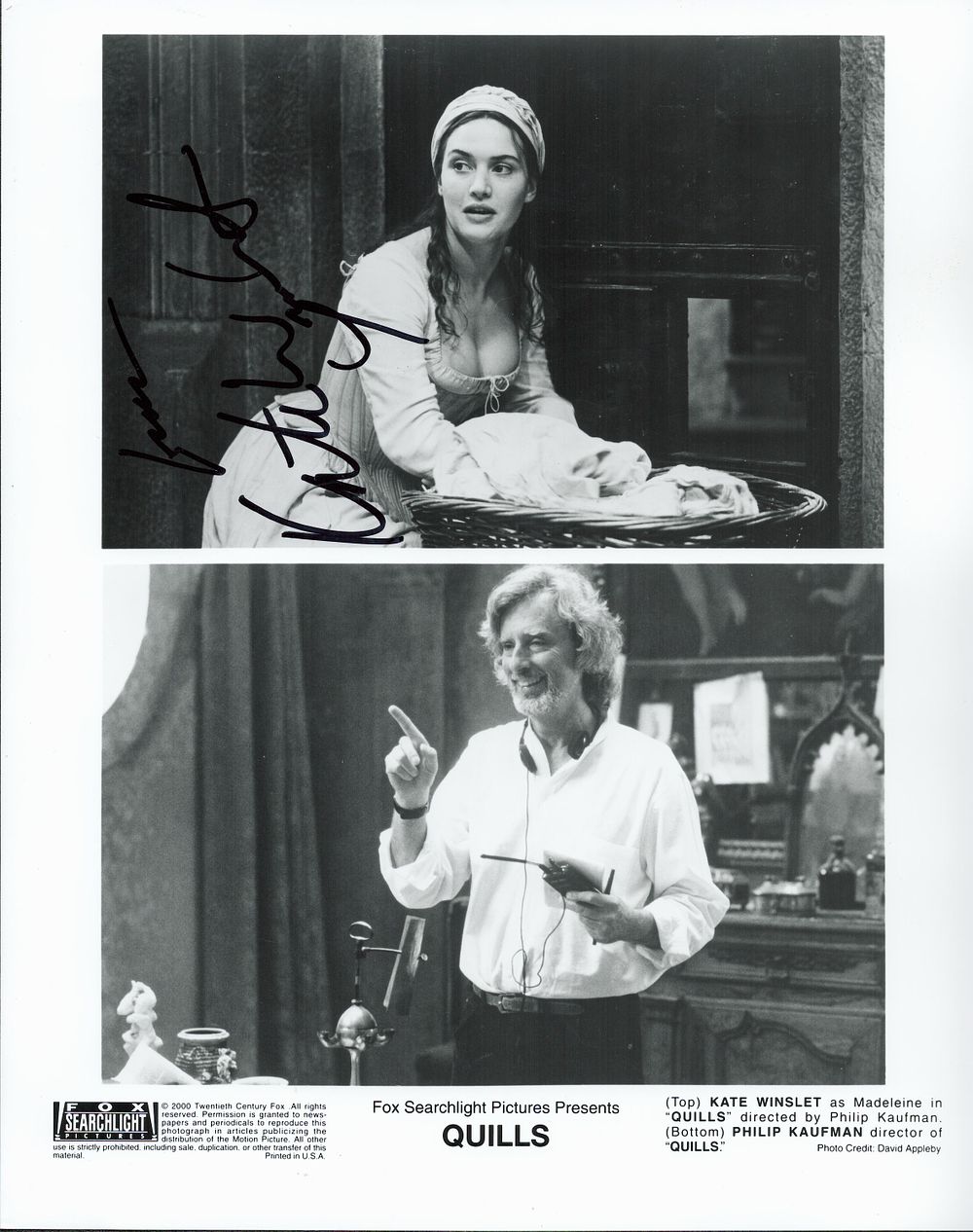 Lot 403: Kate Winslet signed 10x8inch black and white movie...