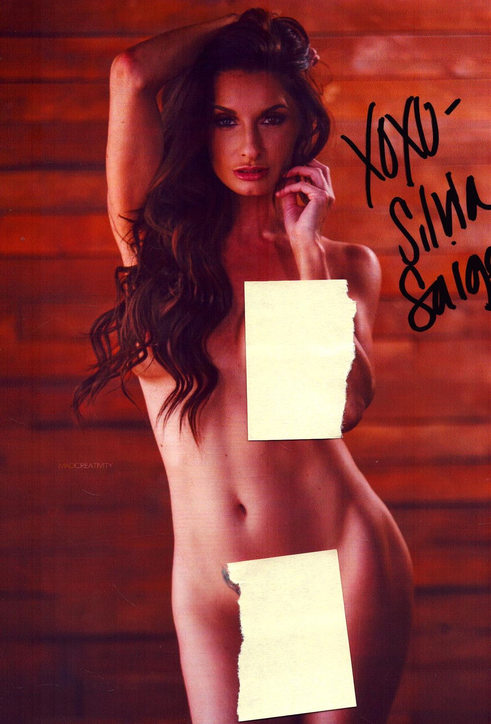 Lot 431: Silvia Saige signed 7x5inch colour risque photo. Good...