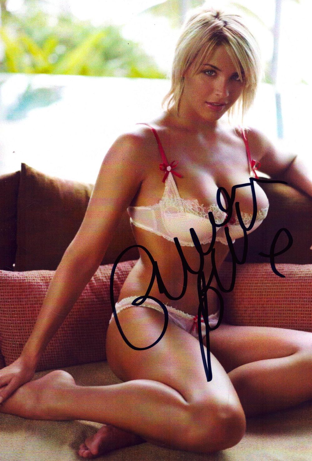 Lot 432: Gemma Atkinson signed 7x5inch glam photo. Good condition....
