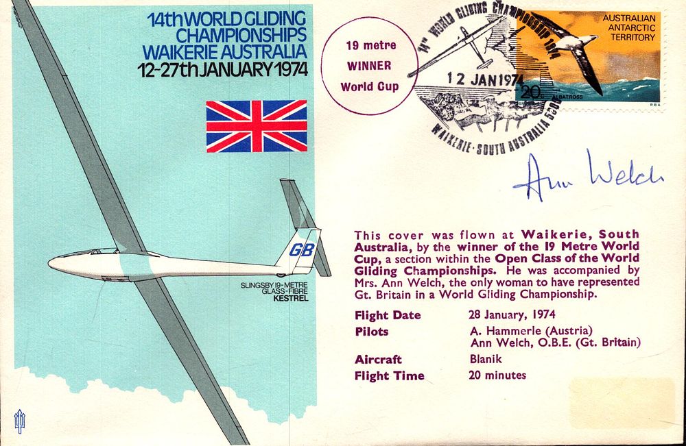 Lot 438: Ann Welch signed 14th world gliding championships FDC....