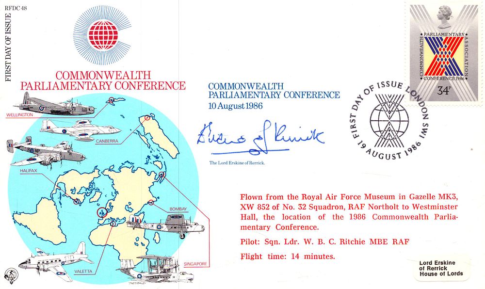 Lot 453: Lord Erskine of Rerrick signed Commonwealth Parliamentary conference...