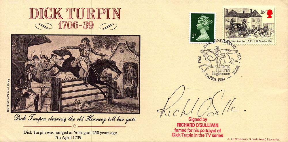 Lot 463: Richard O'Sullivan signed Dick Turpin FDC. Good condition....