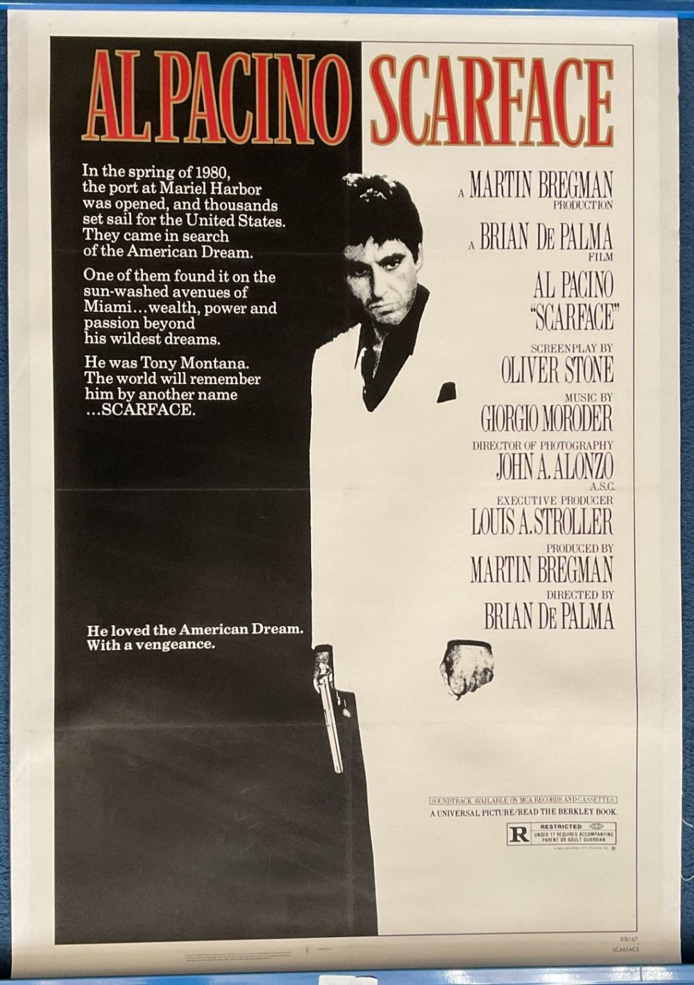Lot 758: Scarface Original Cinema Movie Poster Mounted on Canvas...