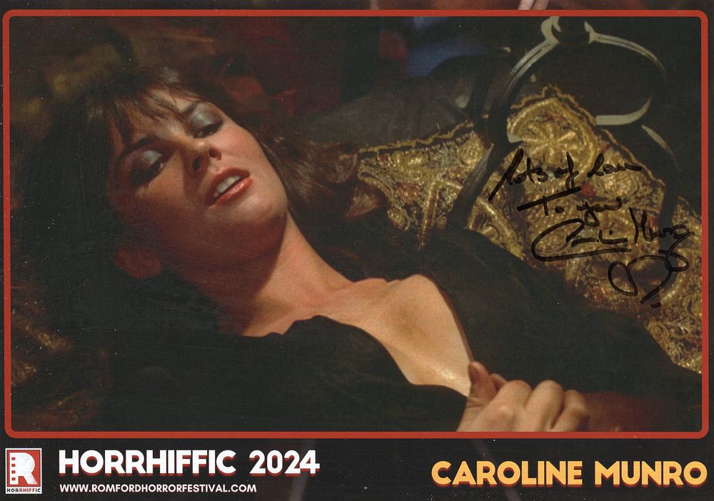 Lot 612: Caroline Munro signed 8x12 inch colour horror movie...