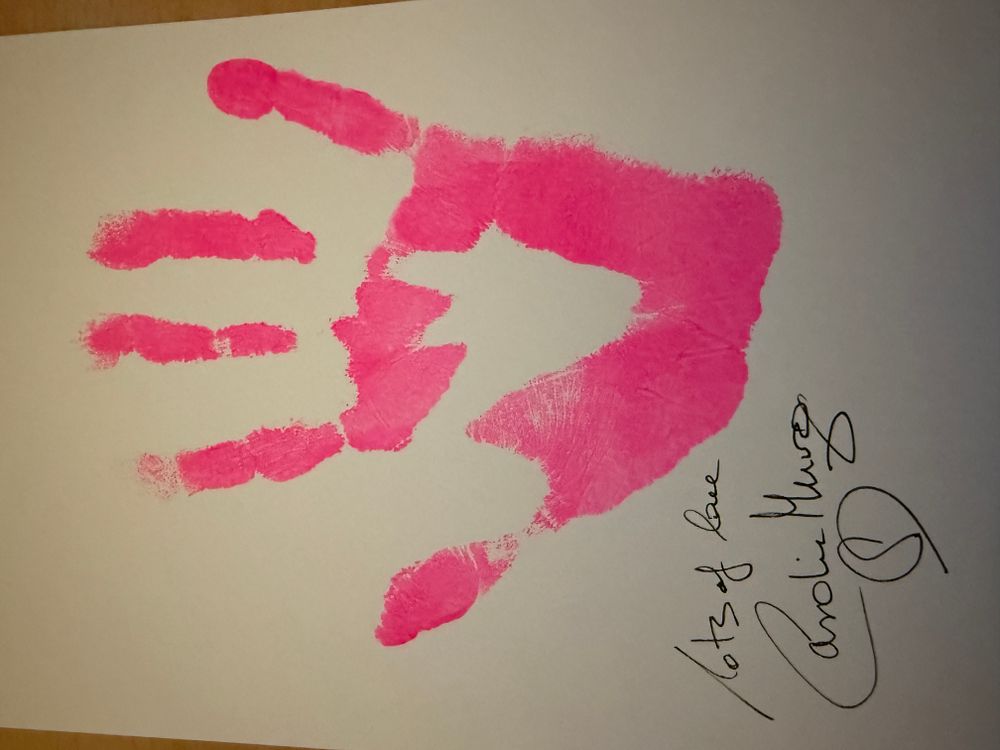 Lot 687: Caroline Munro personally applied handprint in acrylic paint...