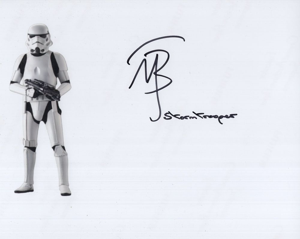 Lot 698: Star Wars Stormtrooper actor Matthew Beauman-Jones signed B&W...