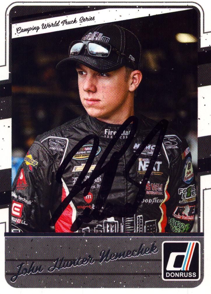 Lot 153: Nascar Joe Hunter Nemechek signed 3x3inch colour trading...